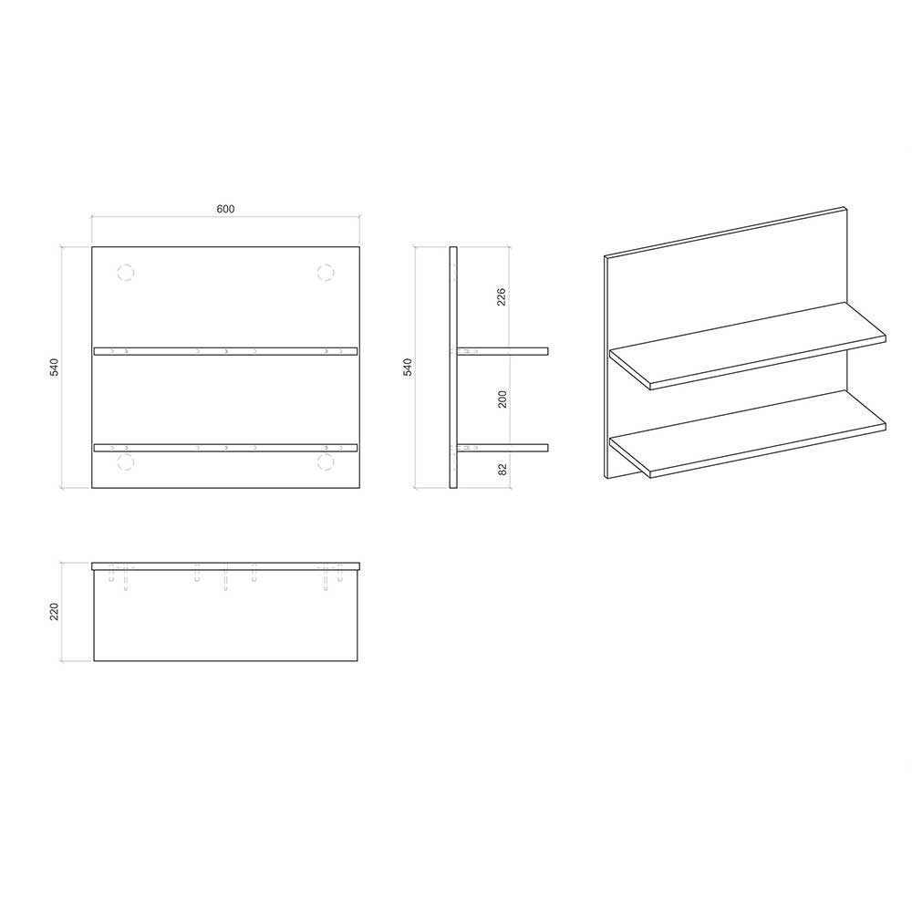 Schlafzimmer-Einrichtung mit Bett 140x200 - Naiavio (vierteilig)