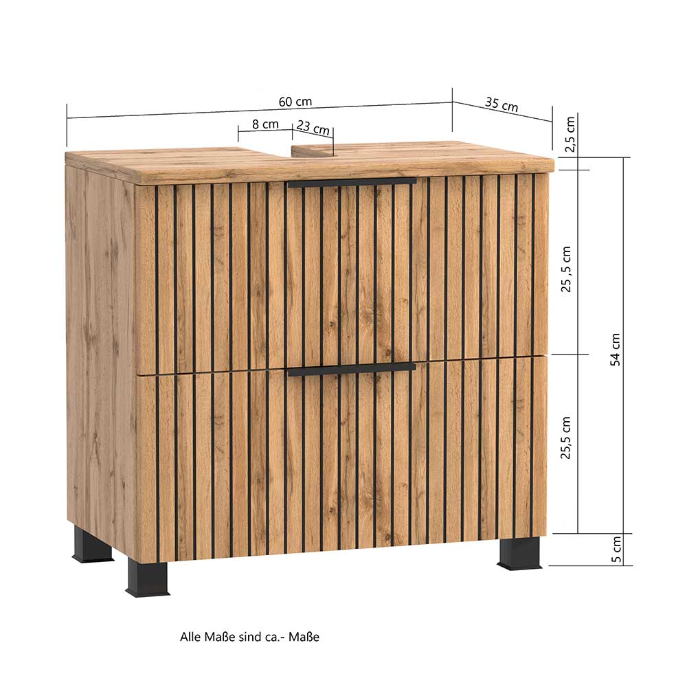 Bad Unterbeckenschrank mit Klappe & Schublade - Crystoga