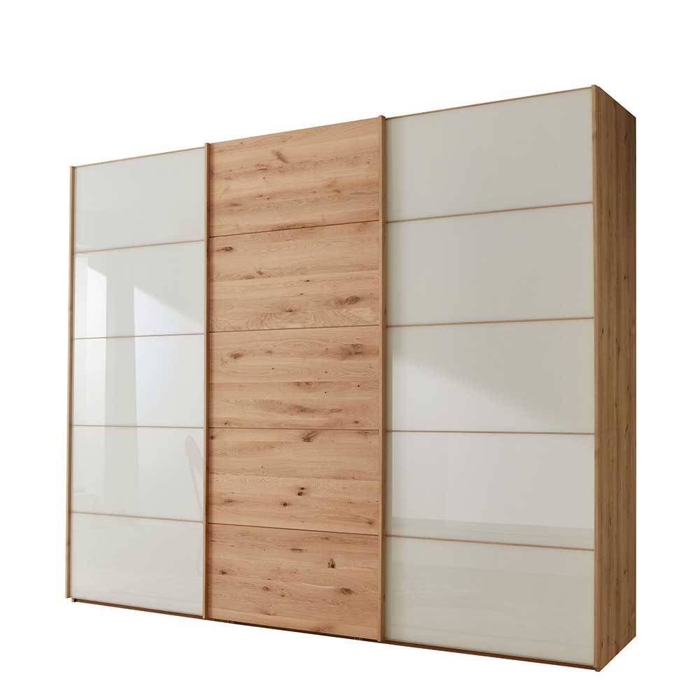 300 cm breiter Schwebetürenschrank mit Glas Beige - Placonia