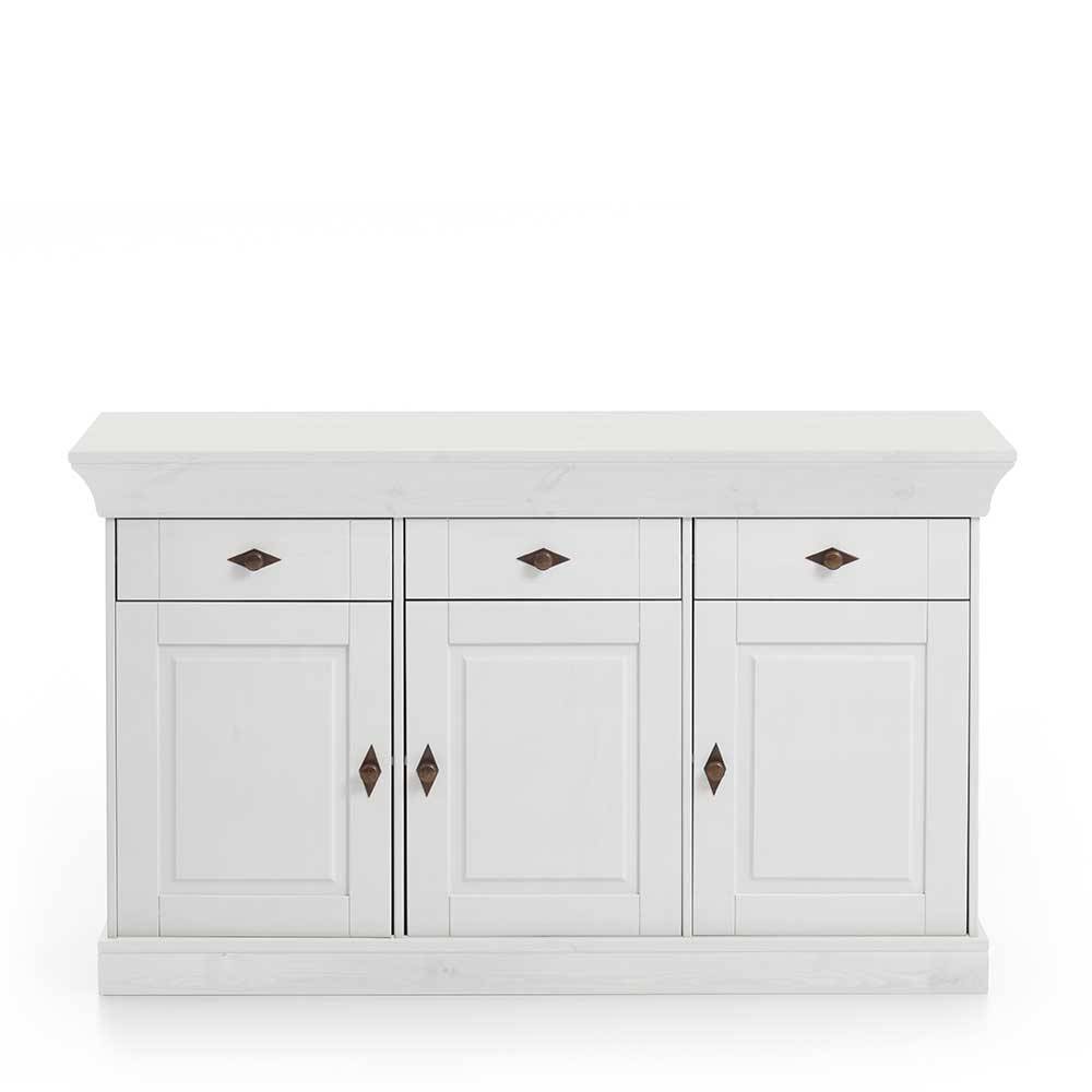 Massives Kiefer Sideboard Satumare in Weiß