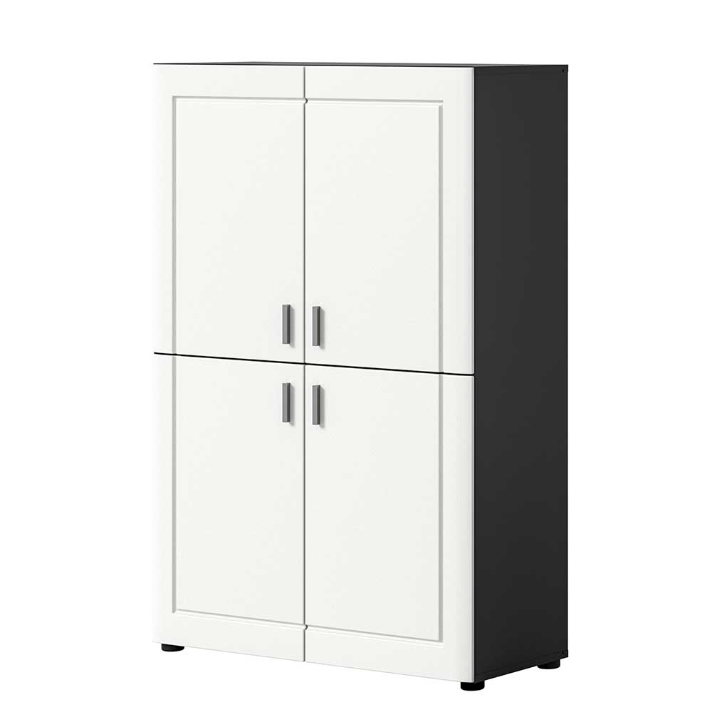 4-türiges Highboard in Weiß und Grau - Ungaran