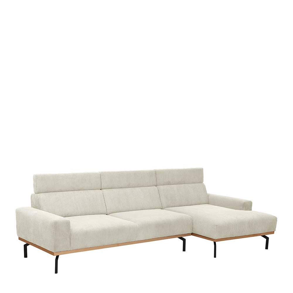 Modernes Ecksofa in Creme Cordbezug - Caldizza