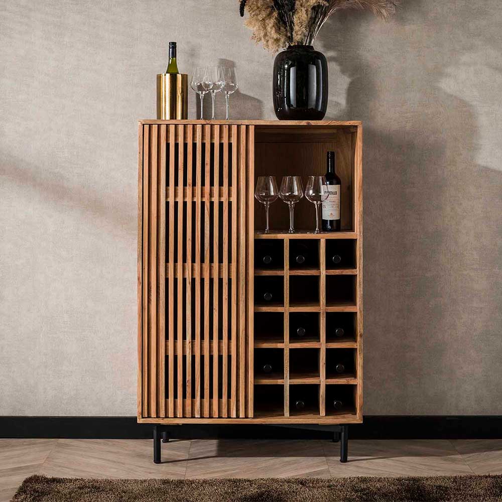 Design Weinschrank mit Lamellen Schiebetür - Janana