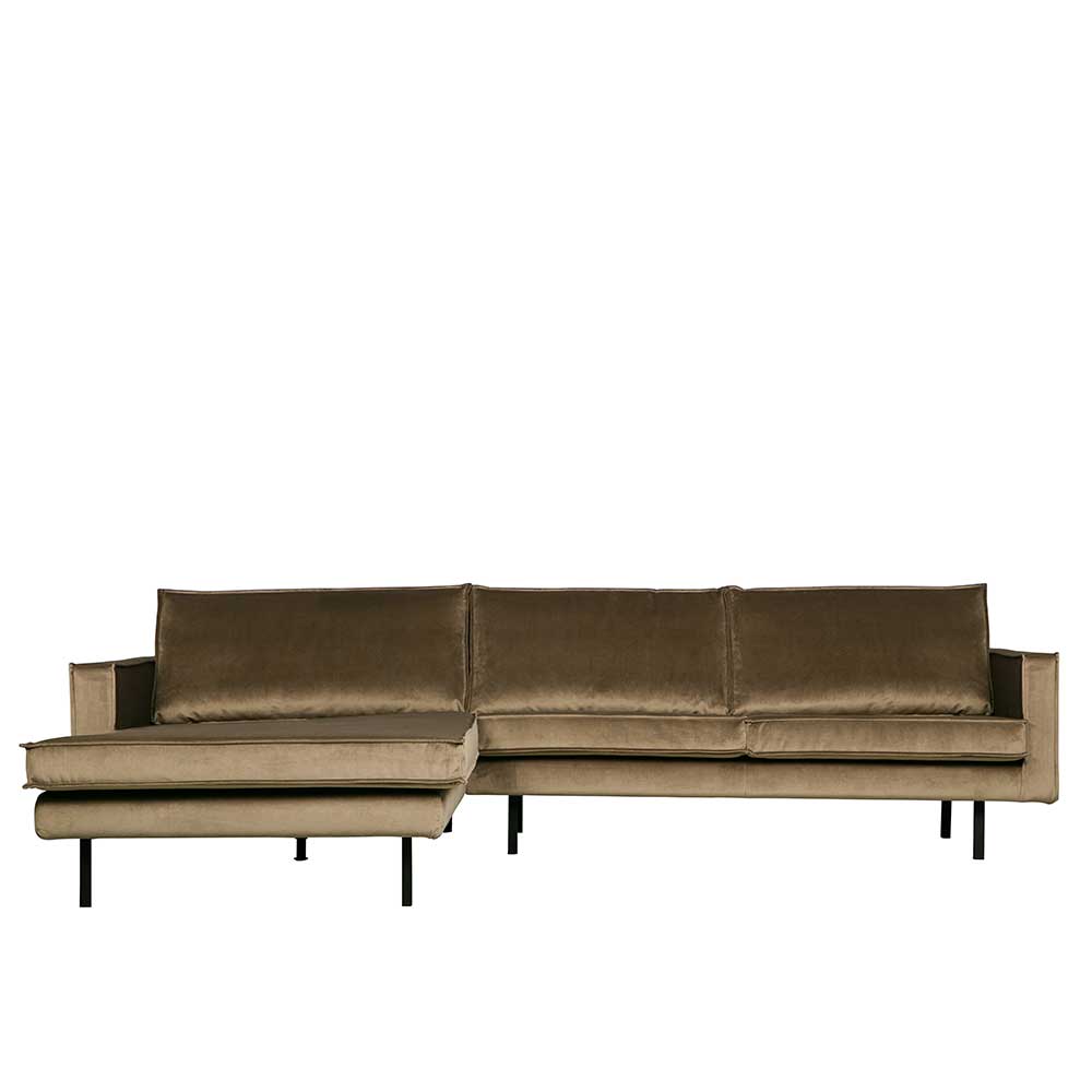 Retro Velvet Ecksofa in Taupe - Museo