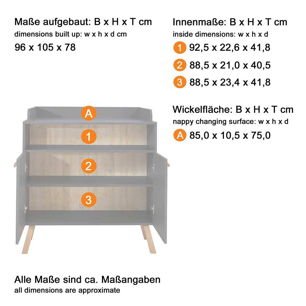 Babyzimmer Einrichtung in Weiß & Buche - Granada (dreiteilig)