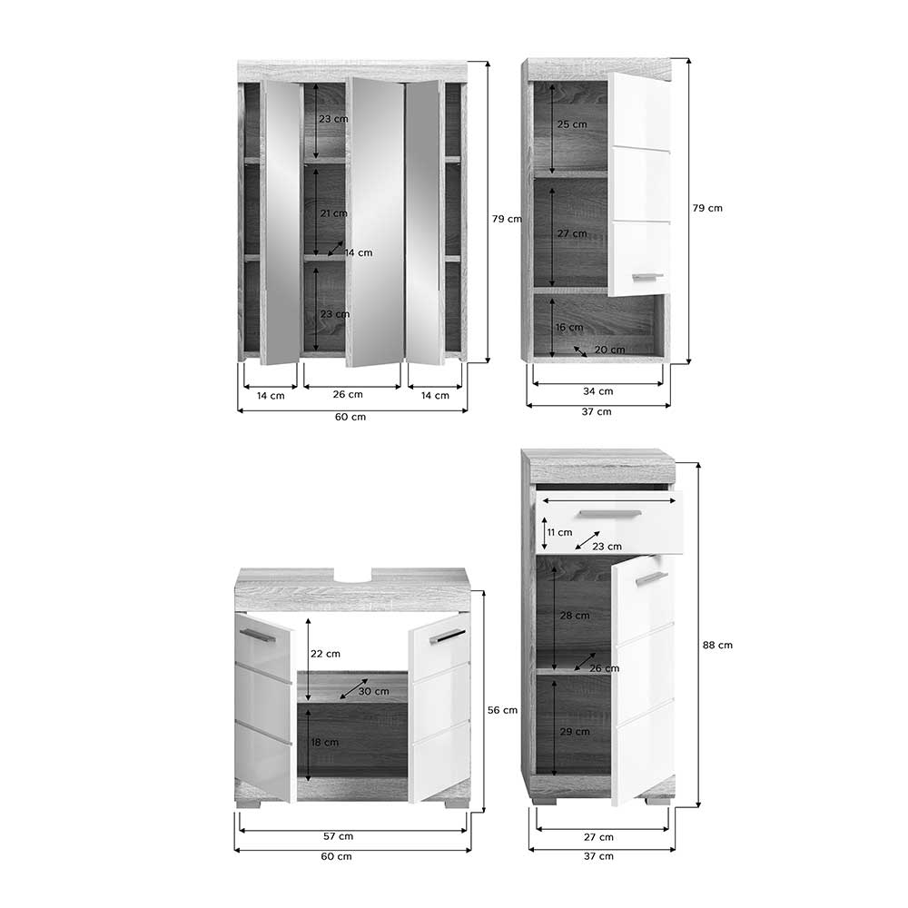 Badblock Möbelset modern - Calbanyara (dreiteilig)