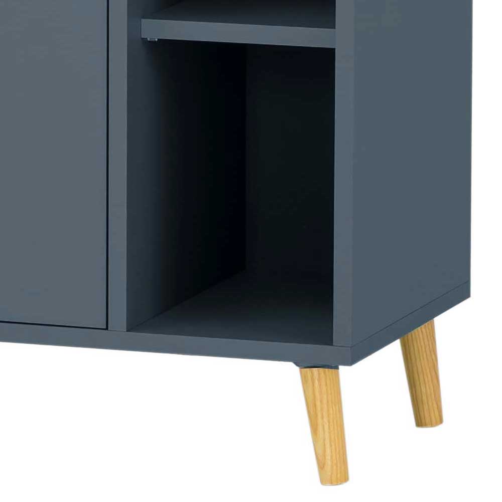 Badezimmer Highboard in Petrol Blau & Eiche - Matrera