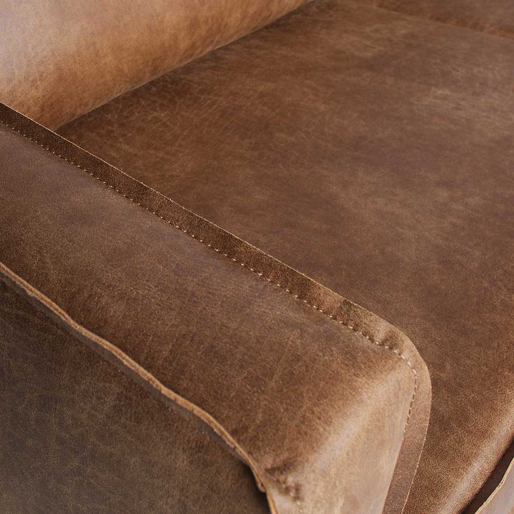 266x85x213 Recyclingleder Ecksofa in Cognac Braun - Huropa