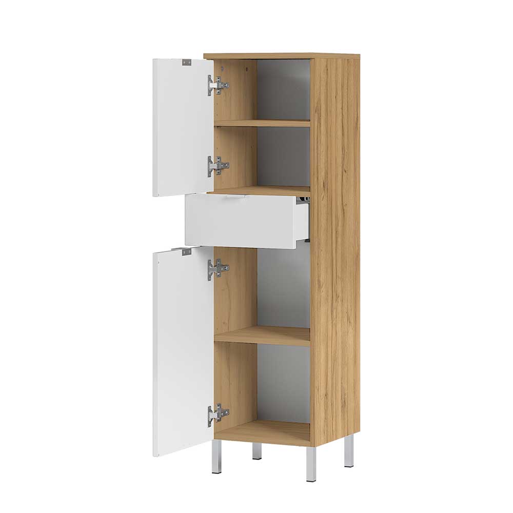 34x120x34 Badschrank 2-türig & Schublade - Narilos