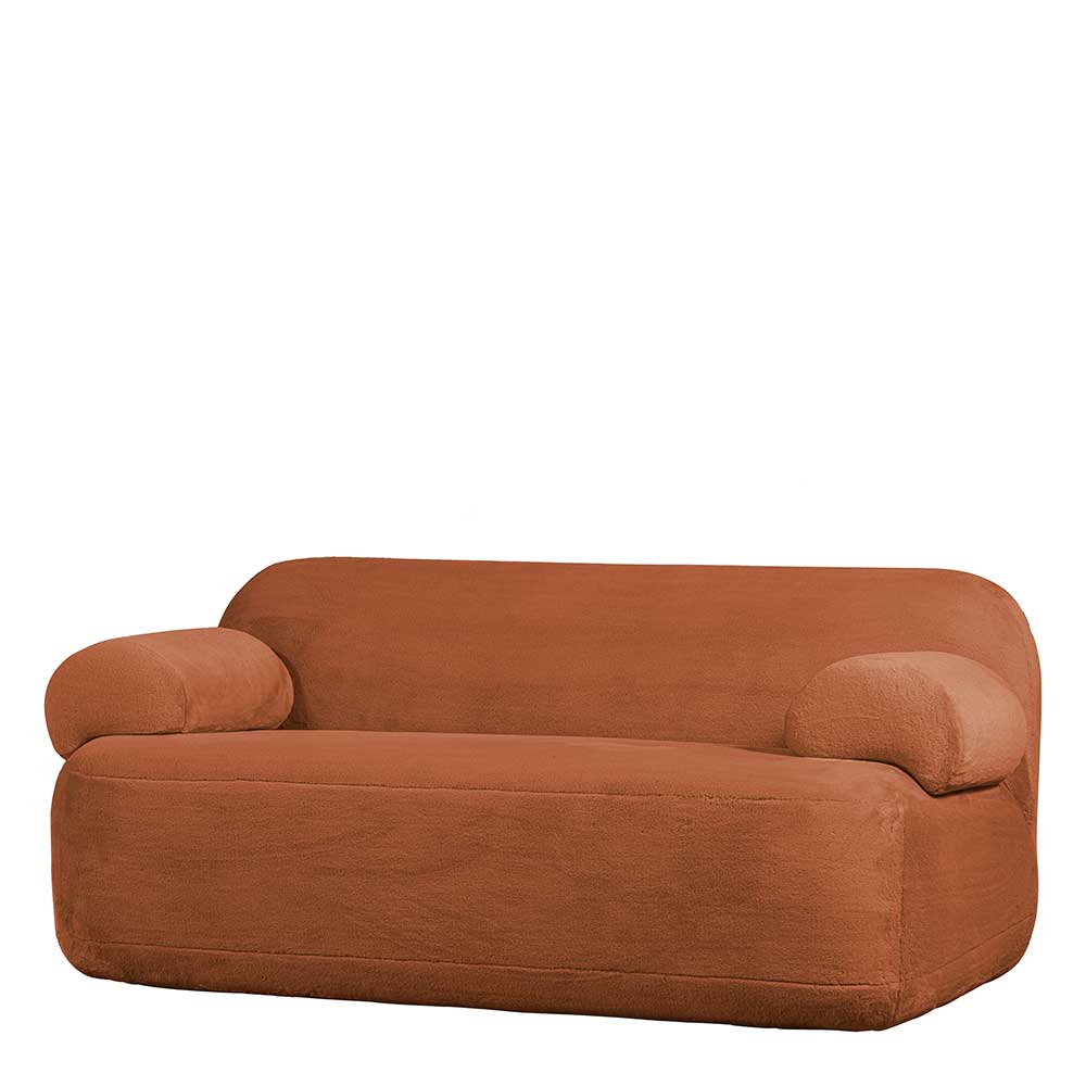 Design Sofa aus Webplüsch in Rost Braun - Berto