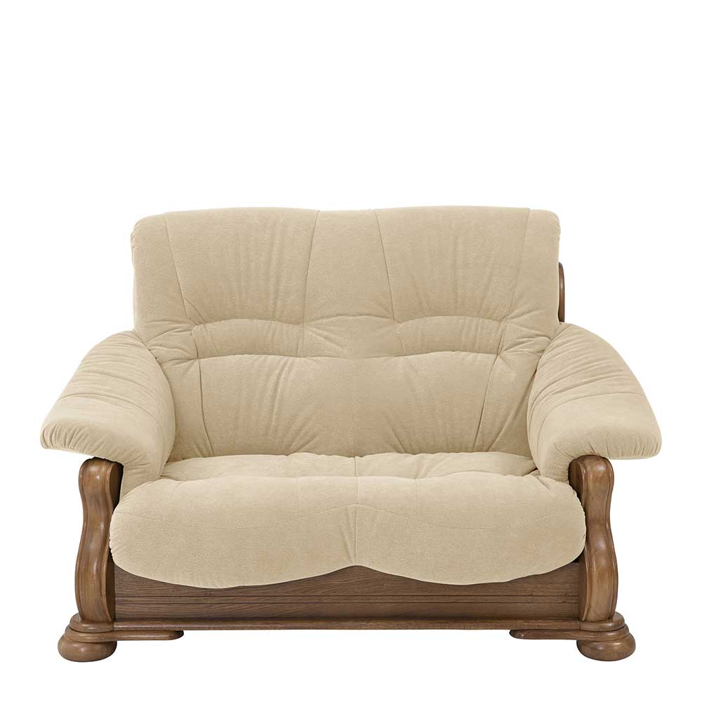 Zweisitzer Sofa in Beige Flockstoff - Sarnano