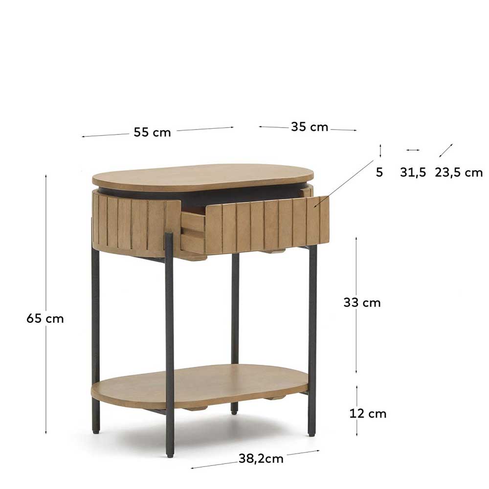 55x65x35 Design Nachtkommode oval - Ilvenda