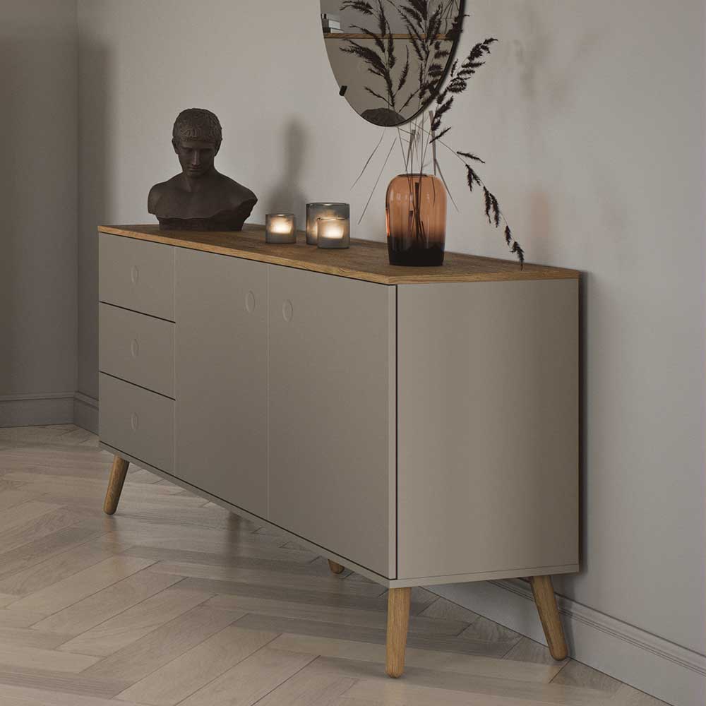 Sideboard in Taupe und Eiche - Paolus