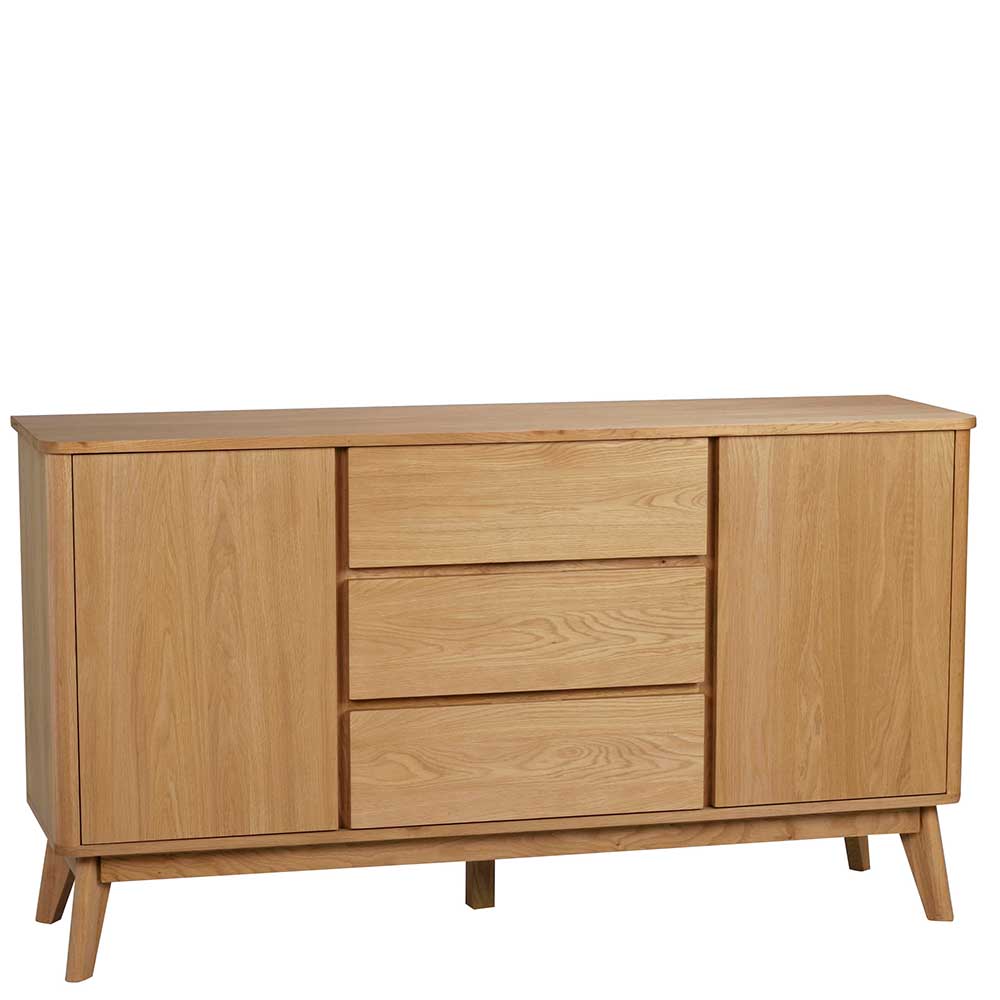 Teilmassives Retro Sideboard in Eiche - Adunia