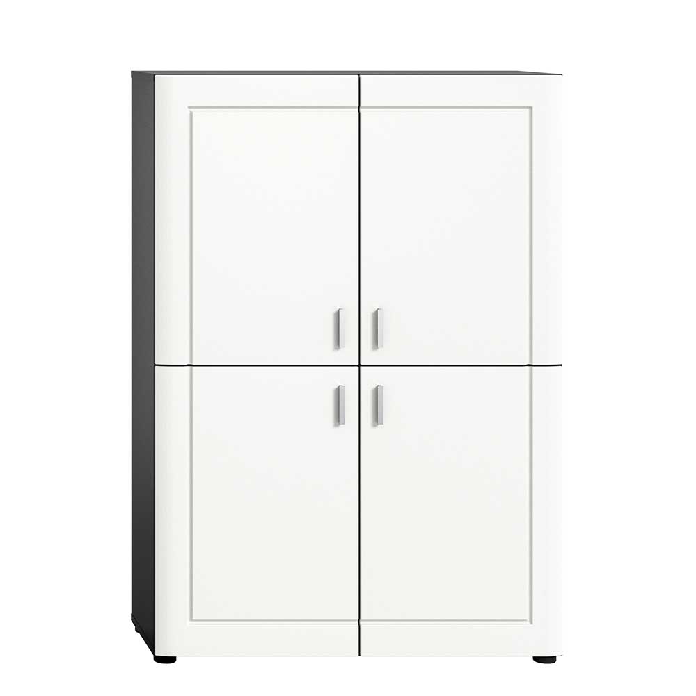 4-türiges Highboard in Weiß und Grau - Ungaran