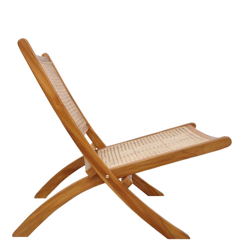 Klappsessel mit Wiener Geflecht aus Teak & Rattan - Vilrada