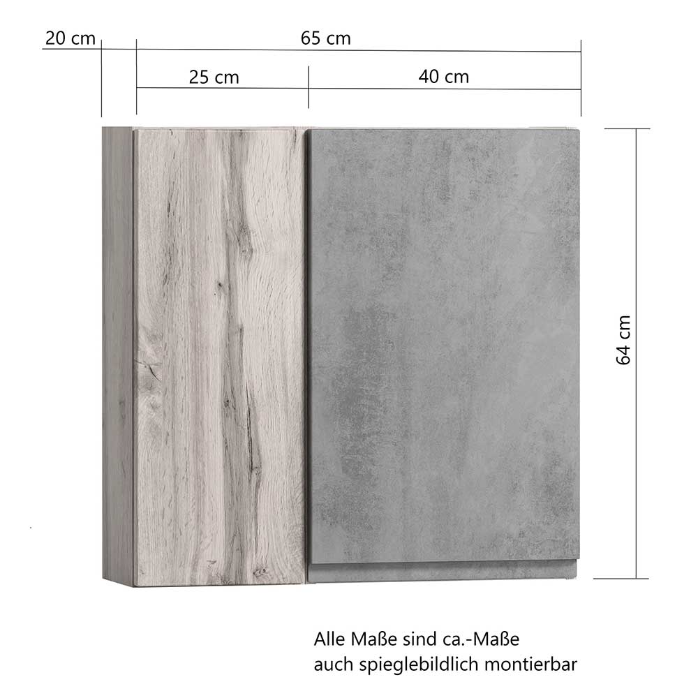 Oberschrank fürs Bad in Wildeiche & Beton - Mia