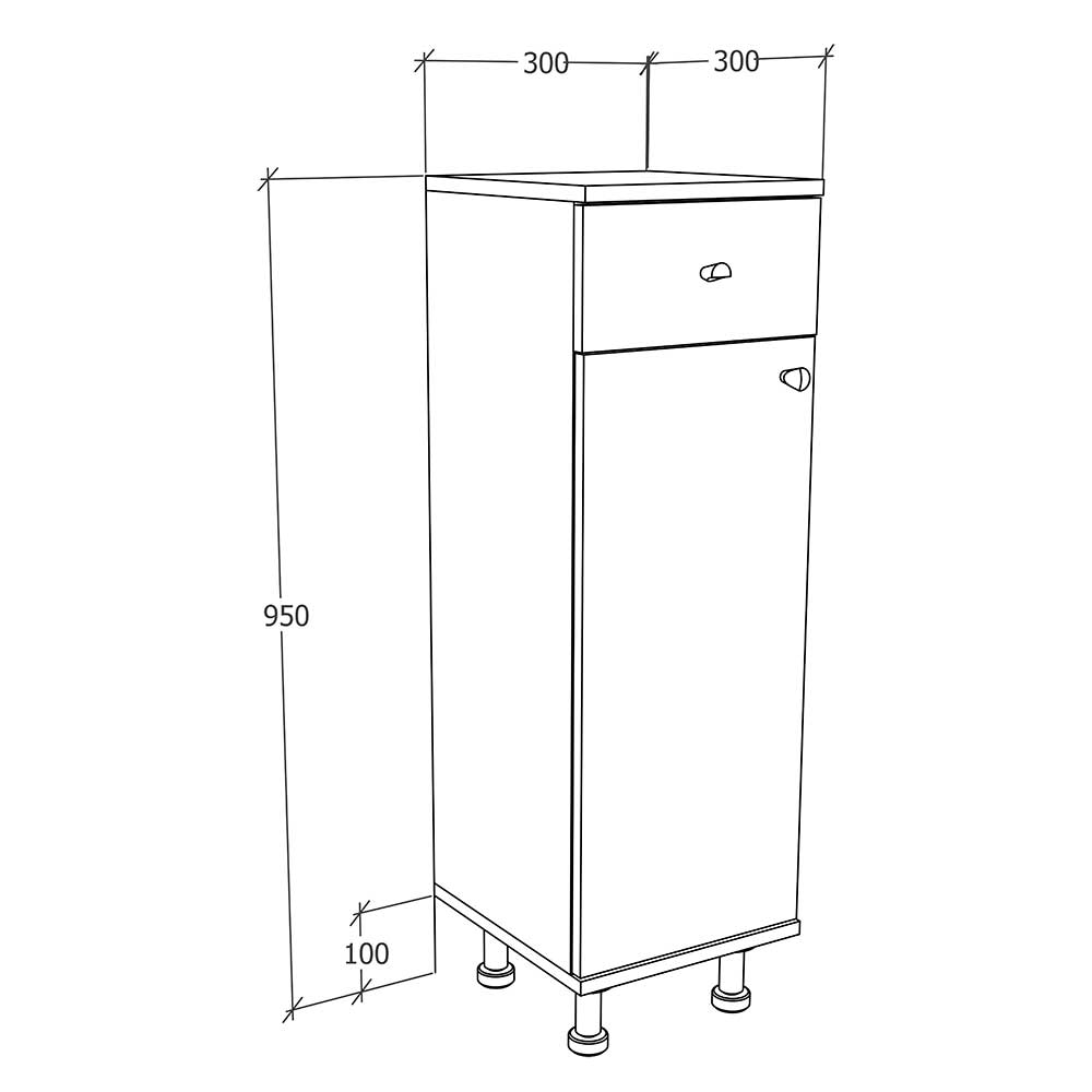 Badezimmerunterschrank mit 90 cm Höhe - Huanga