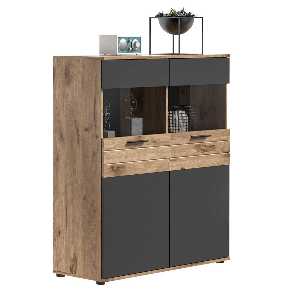 Wohnzimmer Highboard mit Glaseinsätzen - Lucios