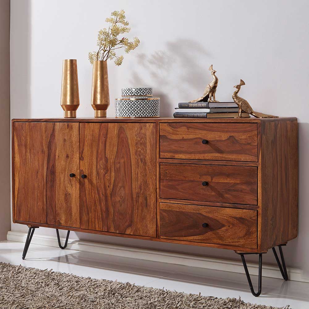 Elegantes Loft Sideboard aus Sheesham Holz - Basserini