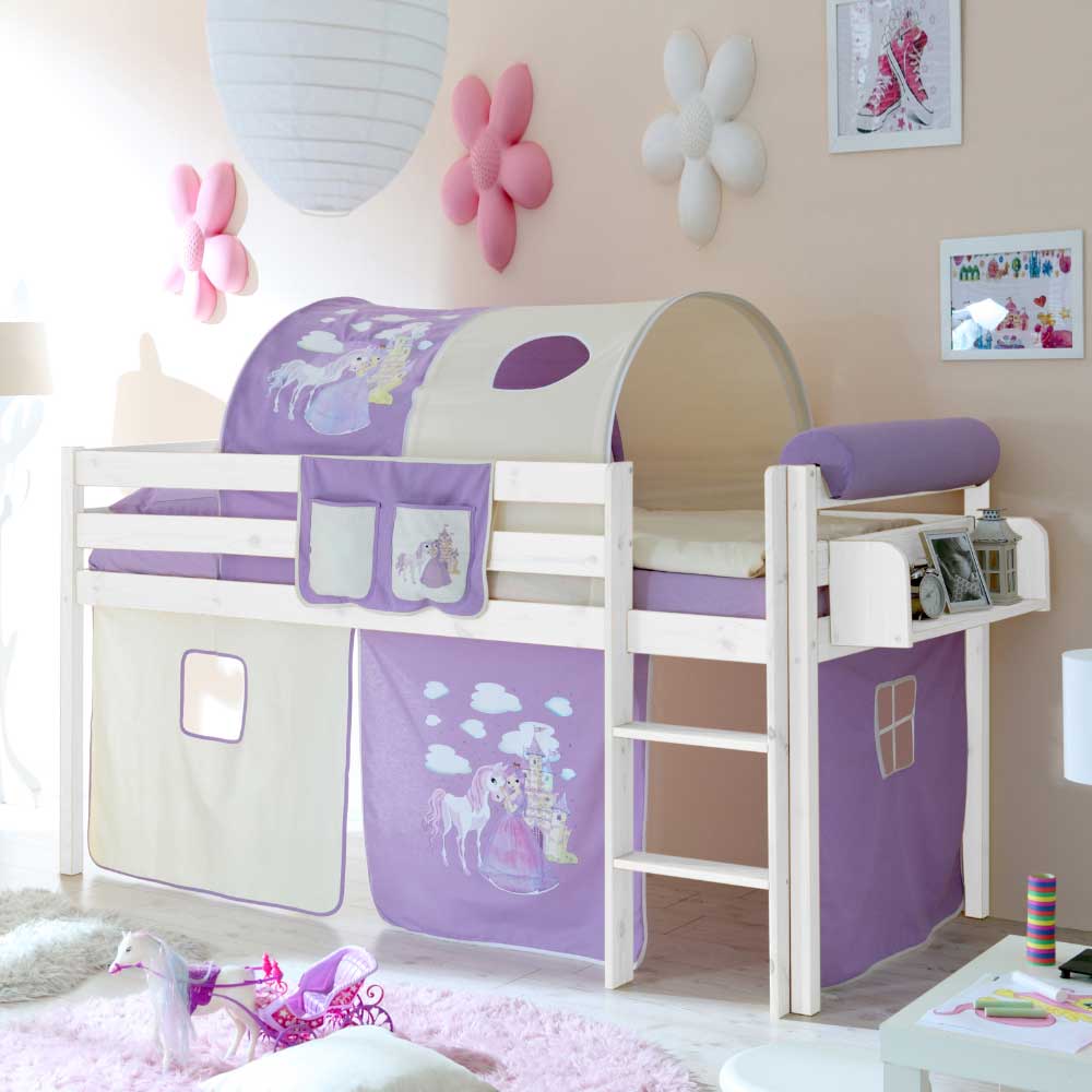 Halbhohes Kinderbett Safira im Prinzessin Design