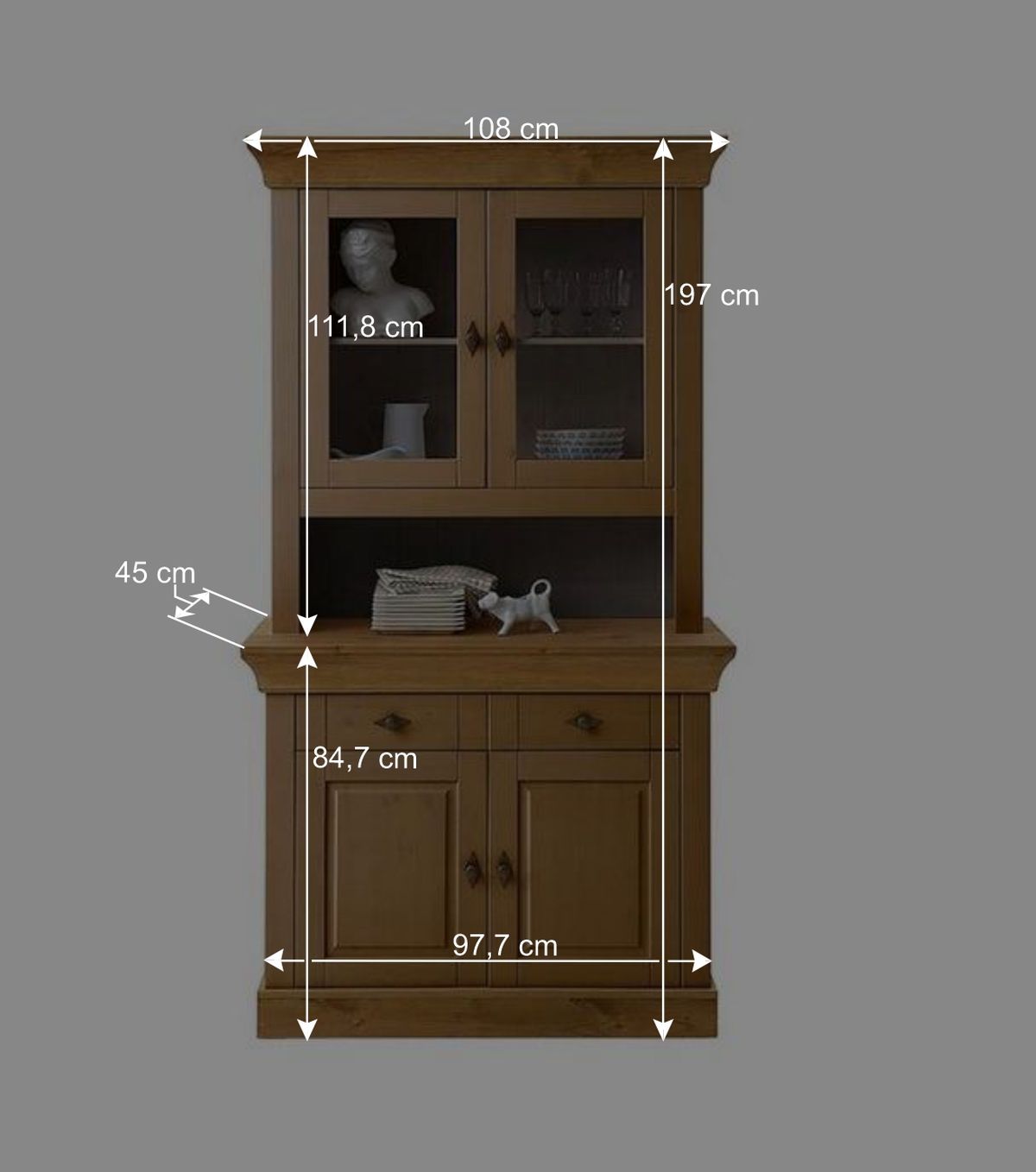 Landhaus Buffetschrank Piatra aus Kiefer