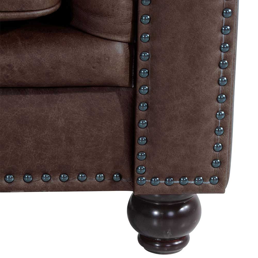 Chesterfield-Sofa aus braunem Leder - Lord