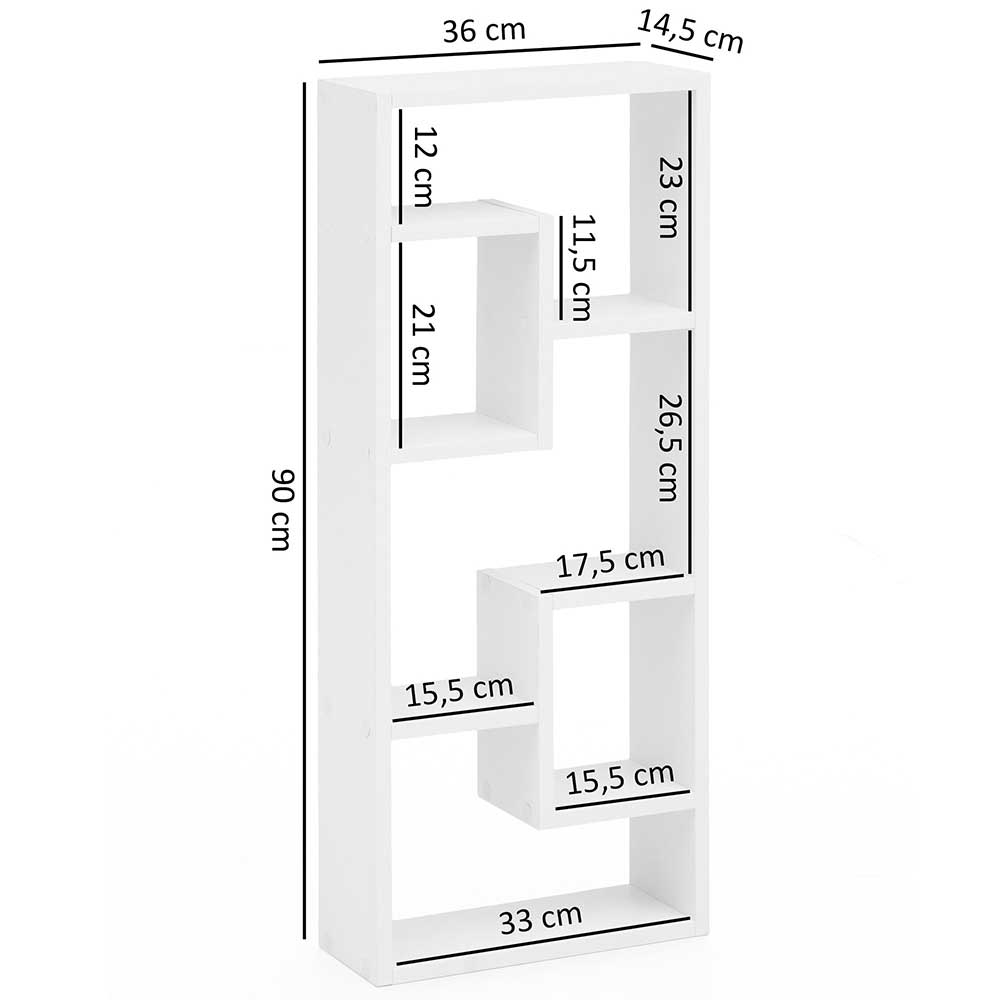 36x90x14 Hängendes Regal mit fünf Fächern - Hank I