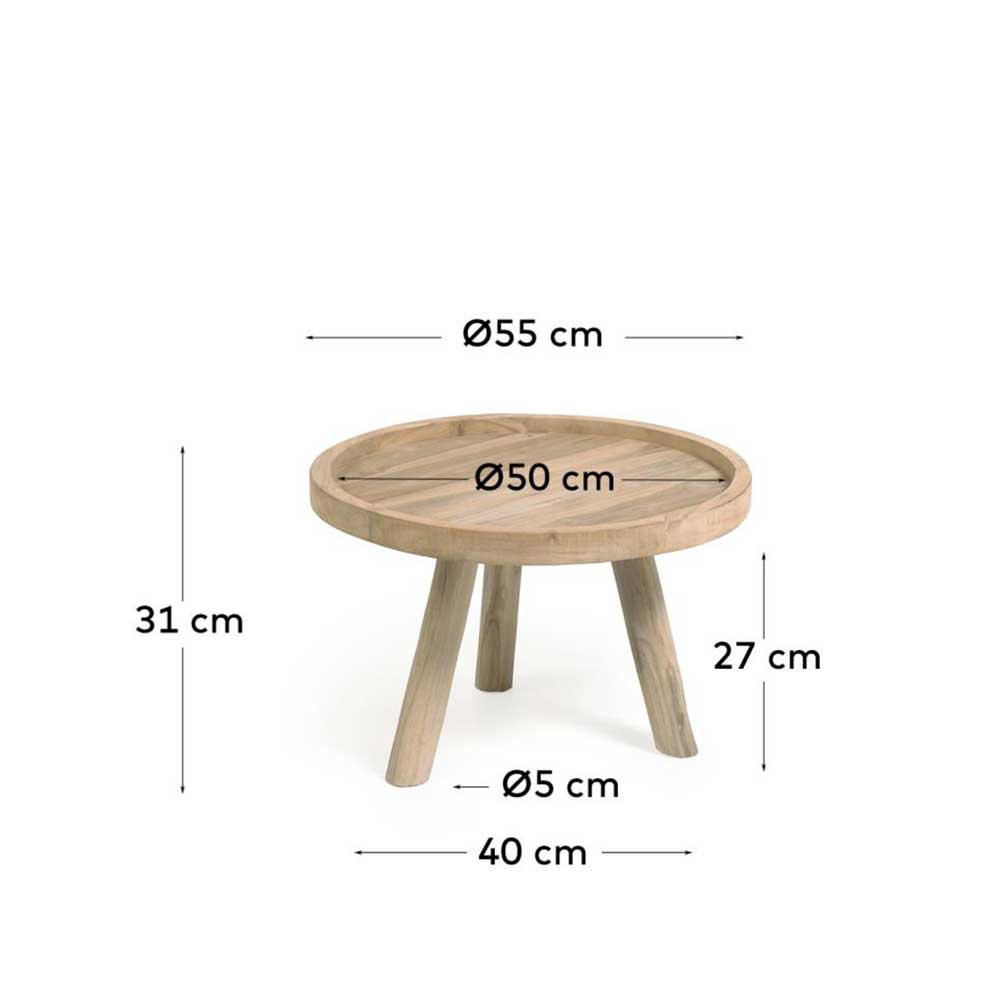 Teak Couchtisch mit Drei-Bein-Gestell - Marcel