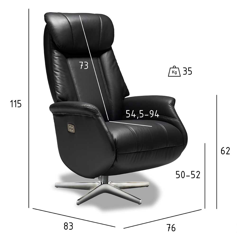 Schwarzer Leder Lesesessel drehbar - Eli