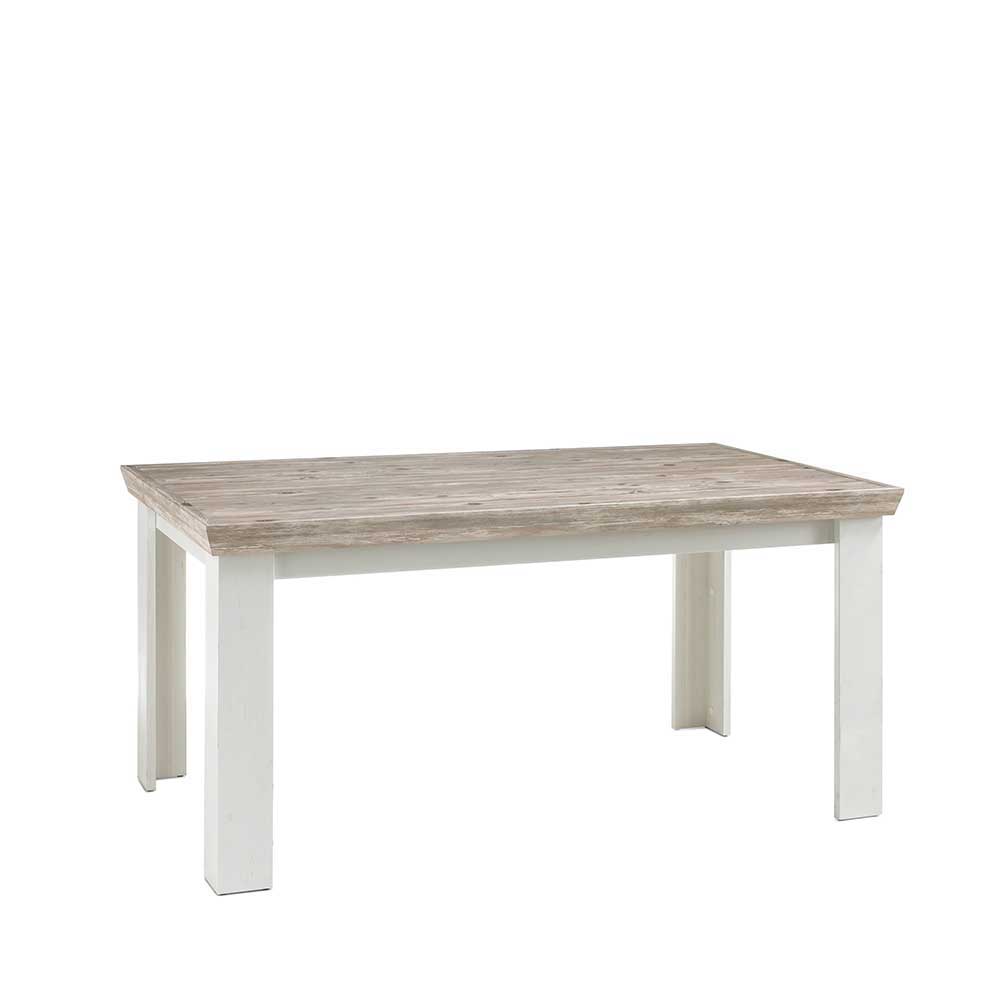 Scandi Chic Esstisch in Weiß & Pinie Shabby Nedita 160x90 cm