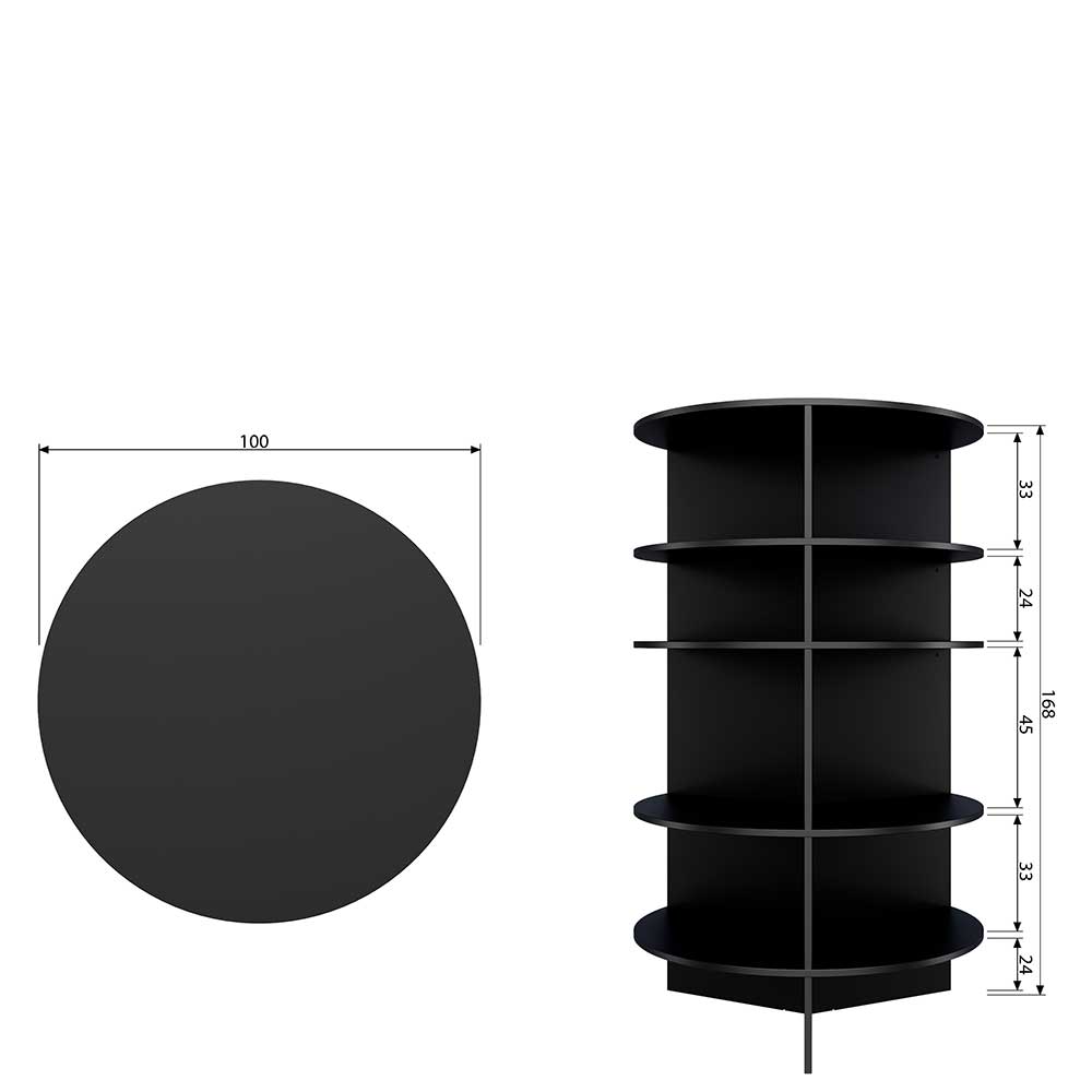 Rundes Standregal aus Esche Massivholz - Nircana