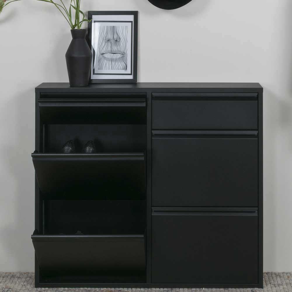 98x86x15 Schuh Stahlschrank in Schwarz - Ismena