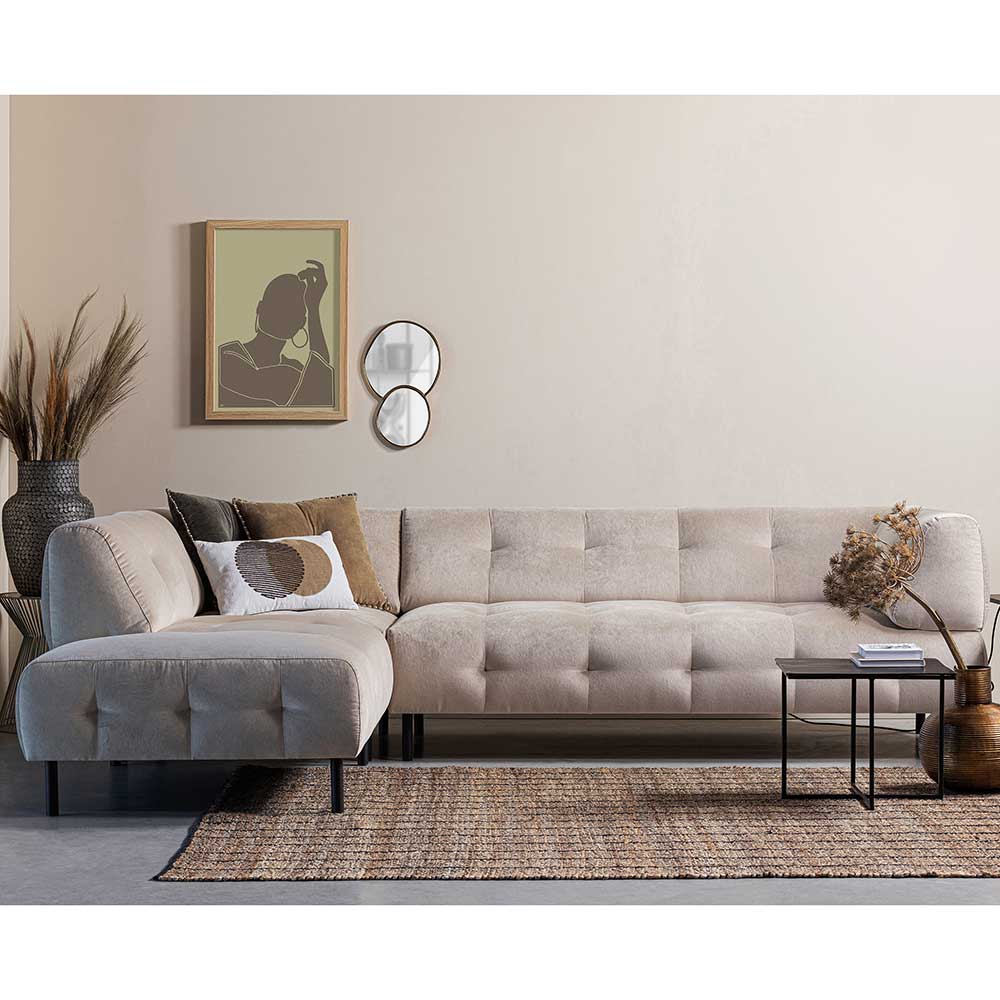 Ecksofa in Creme Samt - Montreneva