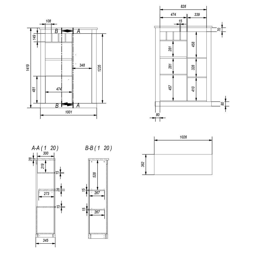 Wohnzimmer Anbauwand - Modernes Landhaus - Buleta (vierteilig)