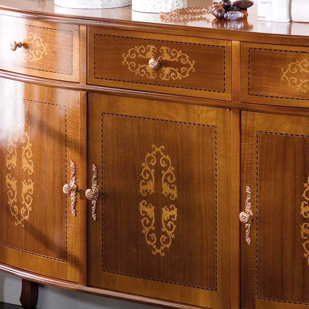 Barock Sideboard & Wandspiegel Natale in Nussbaum (zweiteilig)