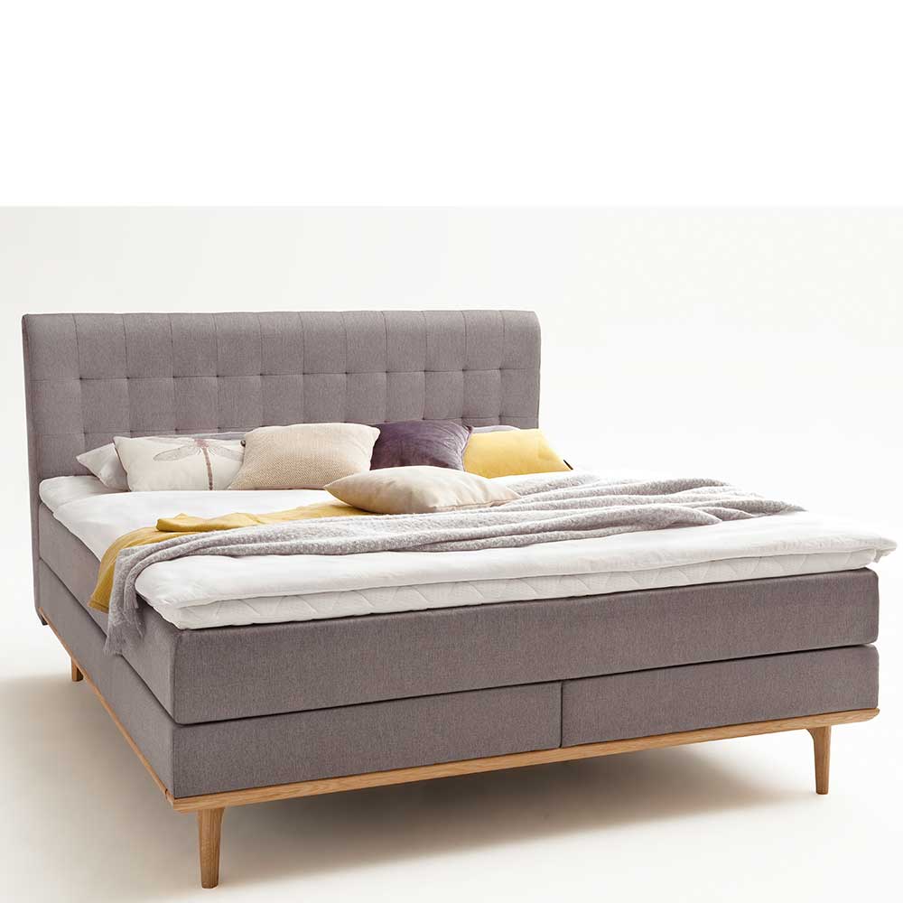 180x200cm Boxspring Stoffbett in Taupe - Olavio