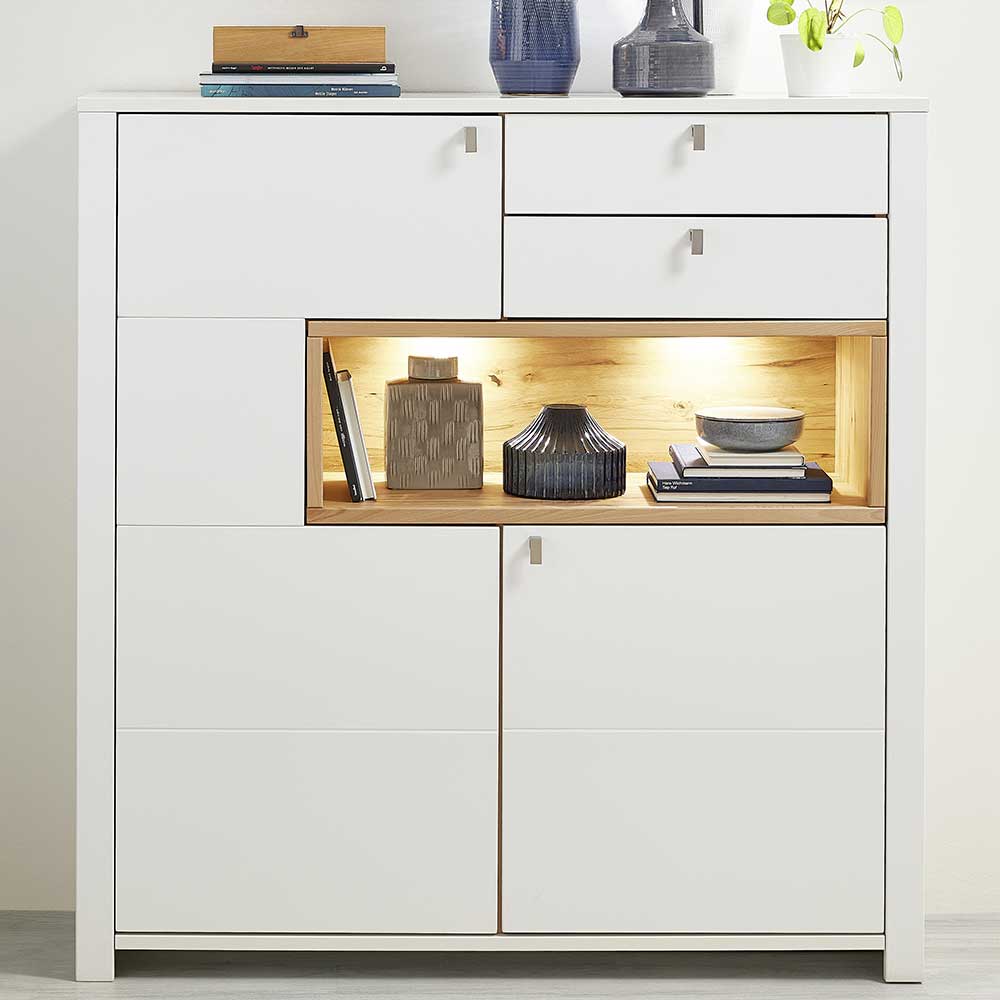 132x138x41 Highboard mit beleuchtetem Fach - Connassa