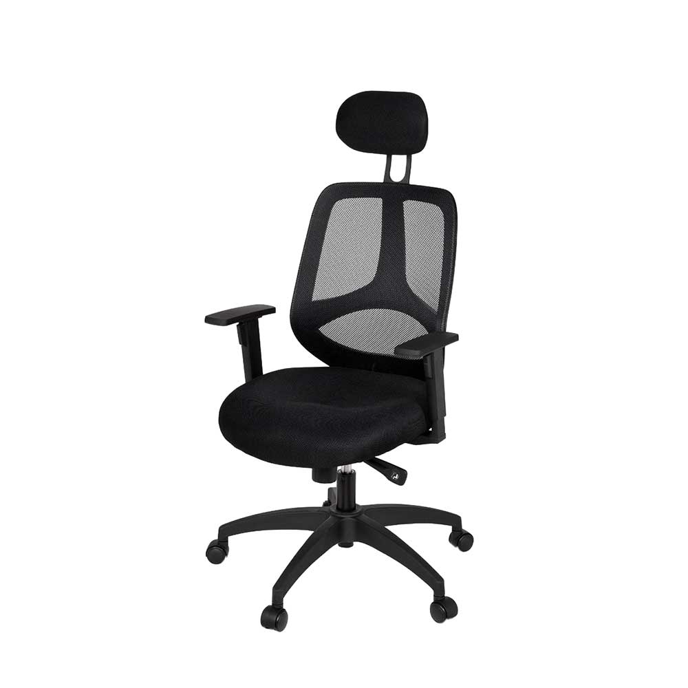 Ergonomischer Bürostuhl mit Kopfstütze in Schwarz - Mint