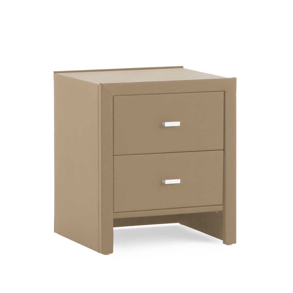 Schubladen Nachtschrank Clairy in Kunstleder Beige