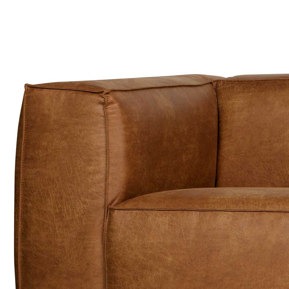 Recyclingleder 4-Sitzer Sofa in Cognac Braun - Miloris