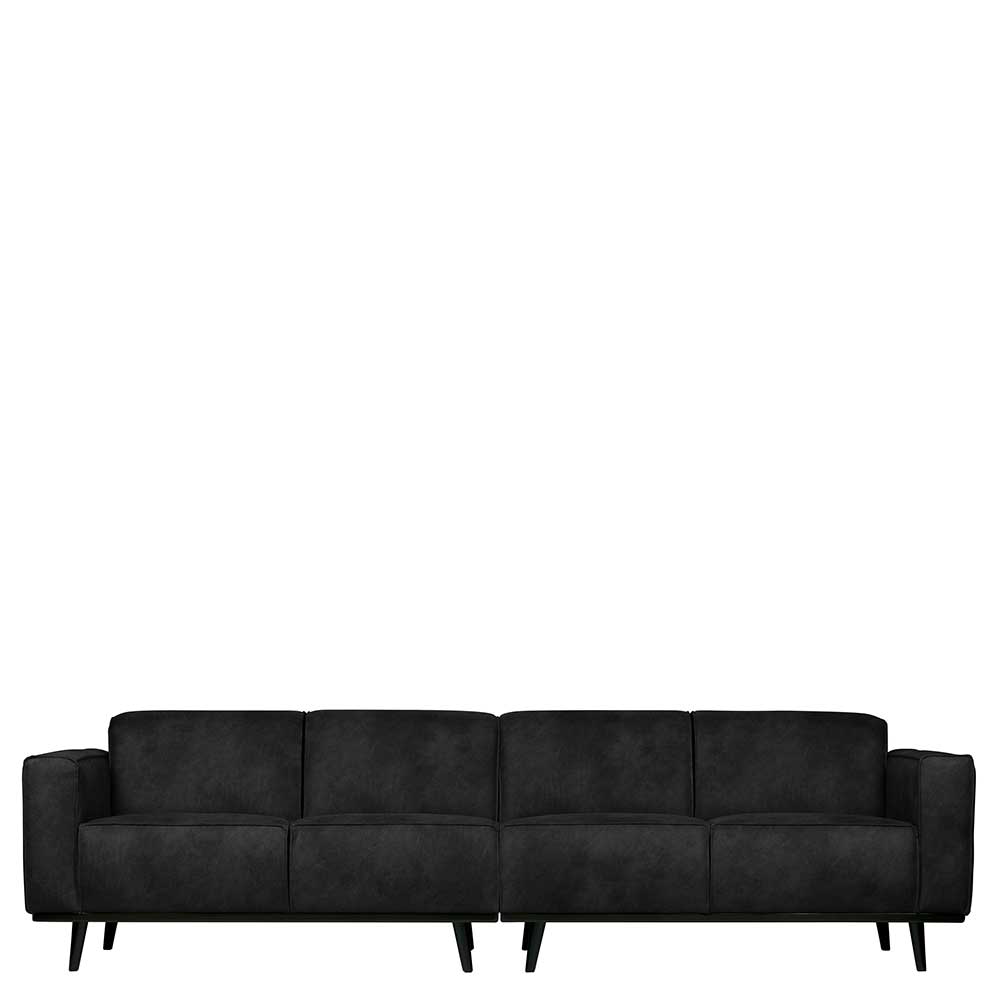 Schwarzes Kunstwildleder Sofa in 280cm oder 372cm Breite - Rojocaba