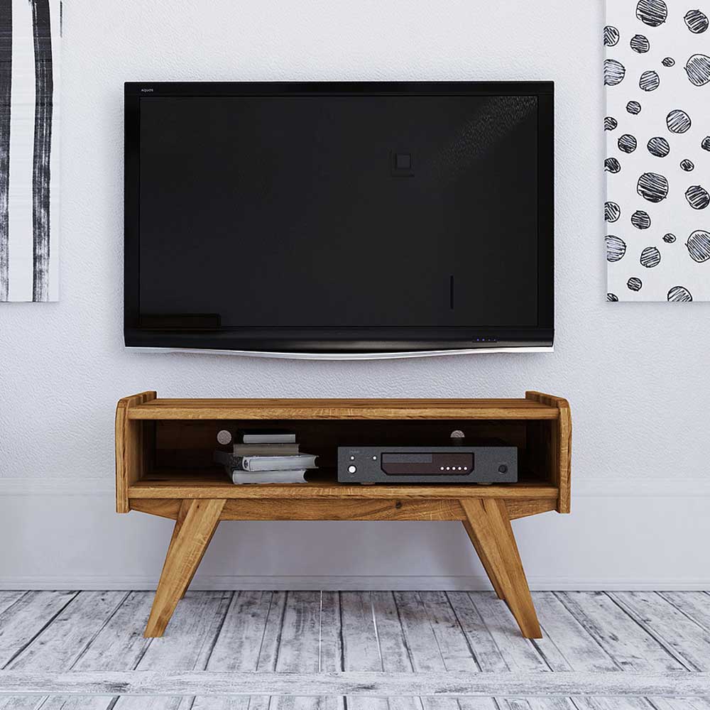 Midcentury Wildeiche TV Bank mit Fach - Hardus