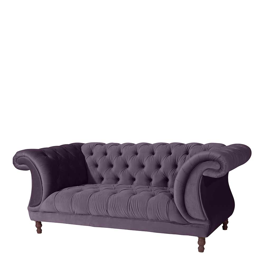 Samtvelours Sofa in Dunkellila - Valbreda