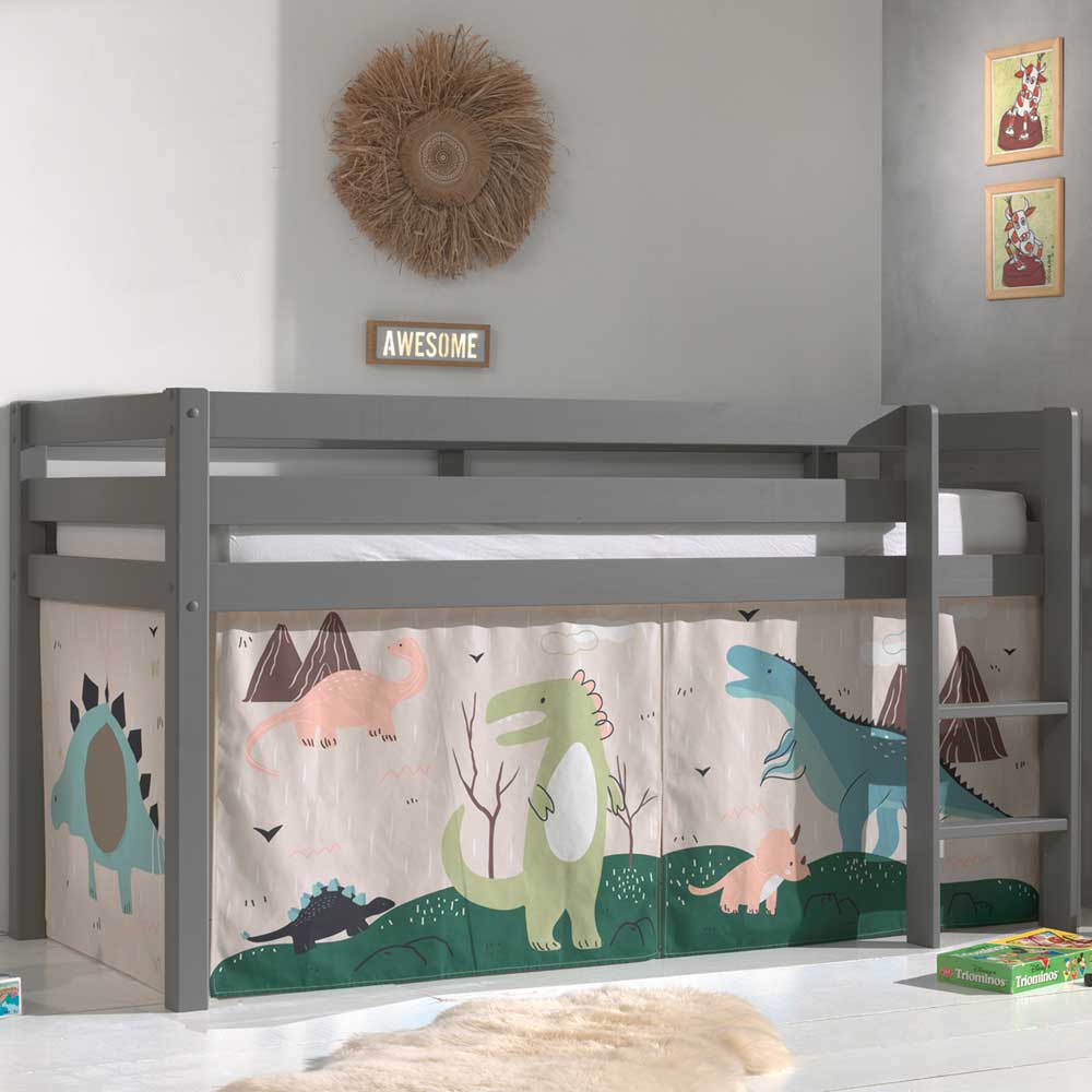 Graues Kinderzimmer Hochbett Dinosaurier - Julmatra