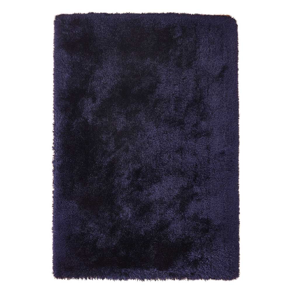 Blauer Teppich mit 8 cm Hochflor - Vynna