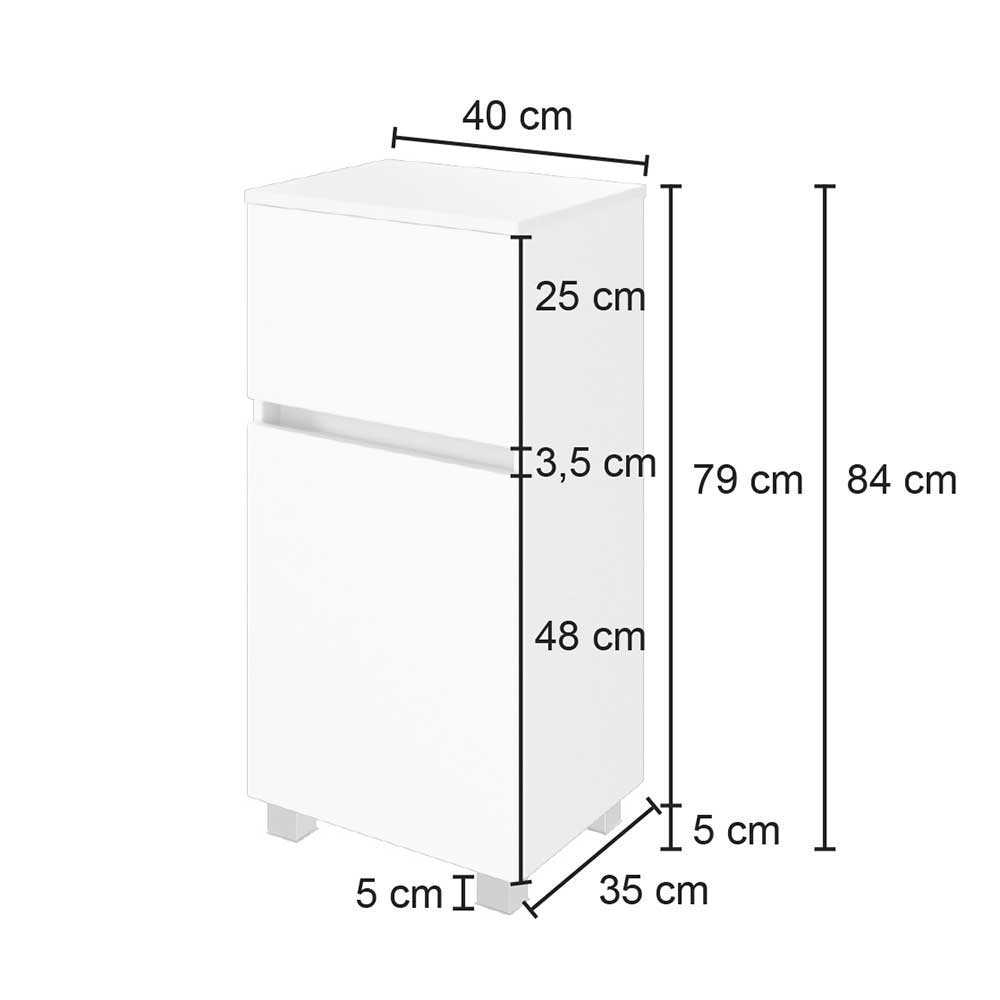 Niedriger Bad-Schrank in Weiß - Vandan