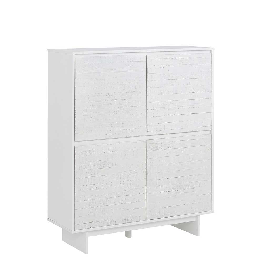 100x120x35 4-türiges Highboard in Weiß lasiert - Vagniu