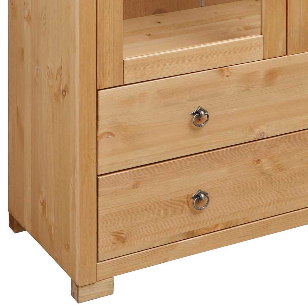 Glastüren Highboard in Natur geölt - Vinidad