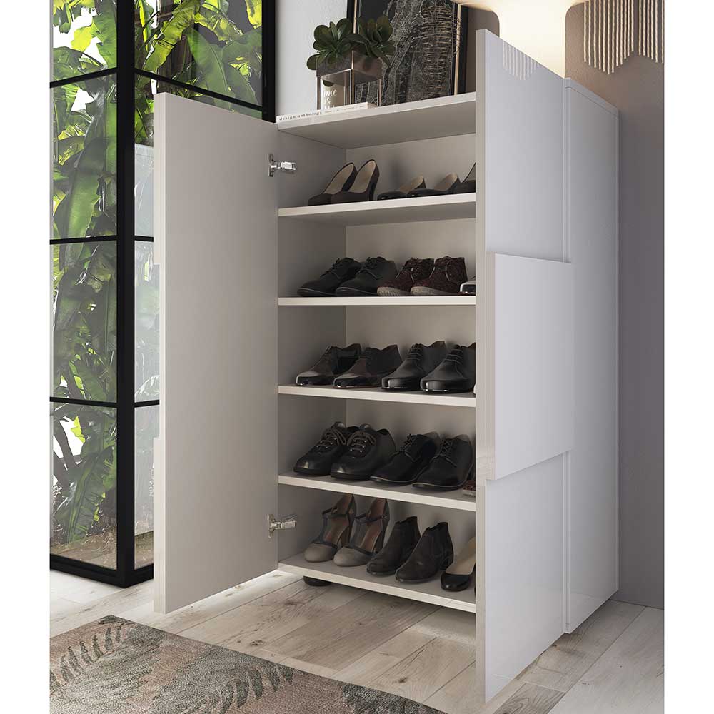 78x116x35 Design Schuhschrank in Weiß - Castalla